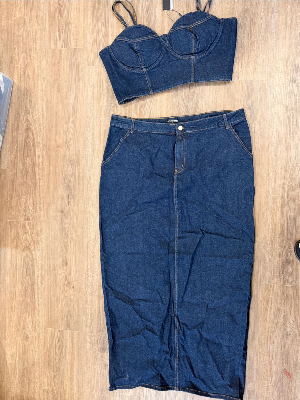 NWT Fashion nova Blue Denim Pencil Skirt & top set